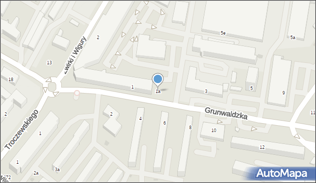 Kutno, Grunwaldzka, 1a, mapa Kutno