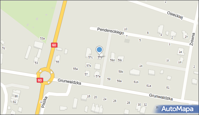 Kutno, Grunwaldzka, 57d, mapa Kutno