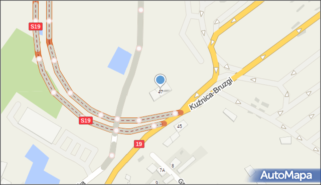 Kuźnica, Grodzieńska, 47, mapa Kuźnica