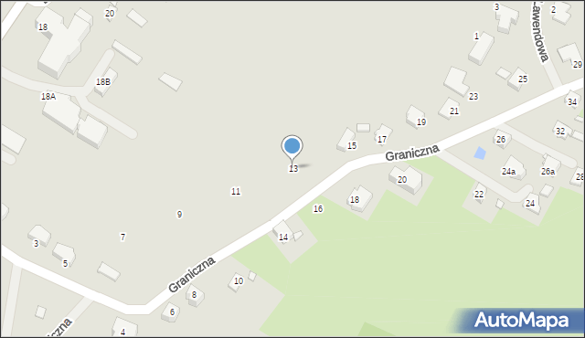 Kwidzyn, Graniczna, 13, mapa Kwidzyn