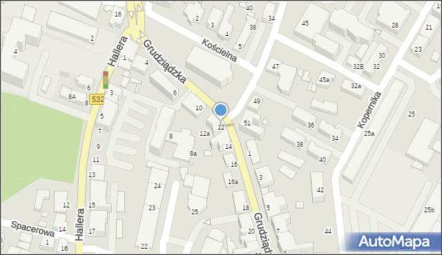 Kwidzyn, Grudziądzka, 12, mapa Kwidzyn