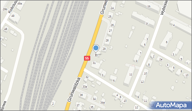 Kwidzyn, Grunwaldzka, 30, mapa Kwidzyn