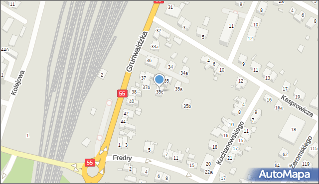 Kwidzyn, Grunwaldzka, 35c, mapa Kwidzyn