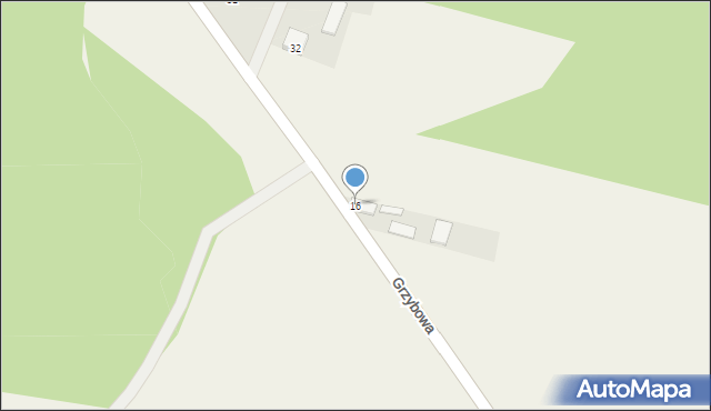 Łabędź, Grzybowa, 16, mapa Łabędź