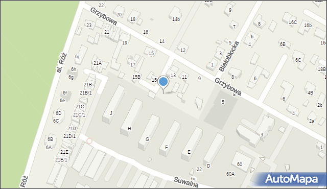 Łajski, Grzybowa, 13a, mapa Łajski