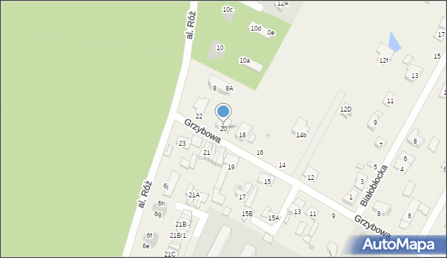 Łajski, Grzybowa, 20, mapa Łajski