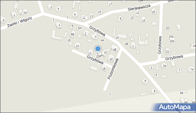 Łapy, Grzybowa, 12A, mapa Łapy