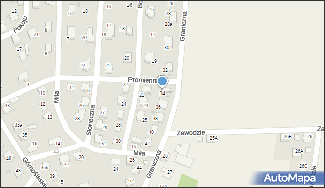 Łaziska Górne, Graniczna, 34, mapa Łaziska Górne