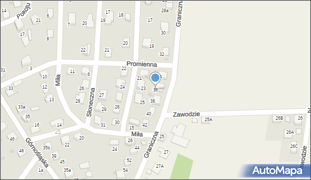 Łaziska Górne, Graniczna, 36, mapa Łaziska Górne