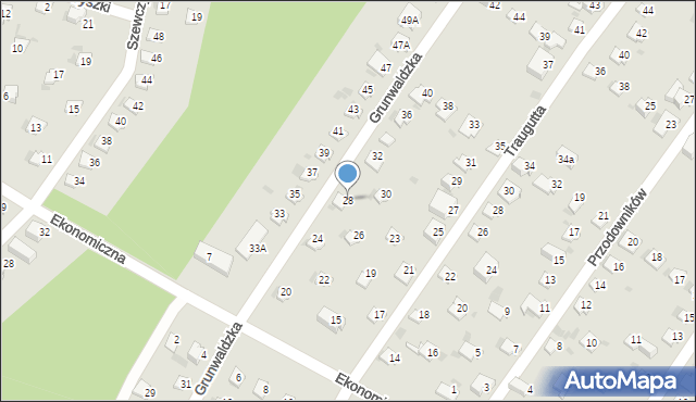 Lędziny, Grunwaldzka, 28, mapa Lędziny