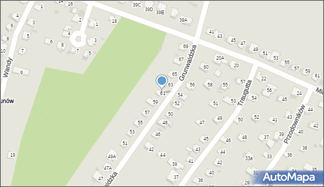 Lędziny, Grunwaldzka, 61, mapa Lędziny