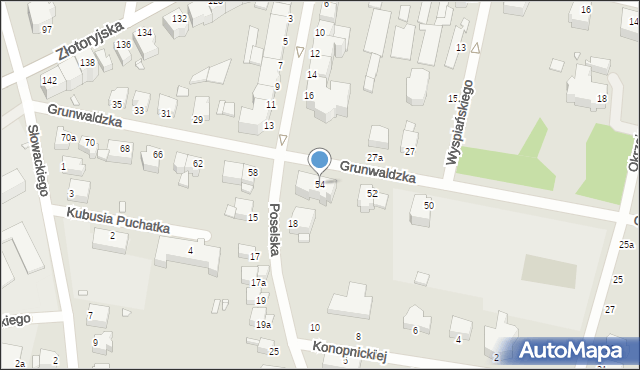 Legnica, Grunwaldzka, 54, mapa Legnicy
