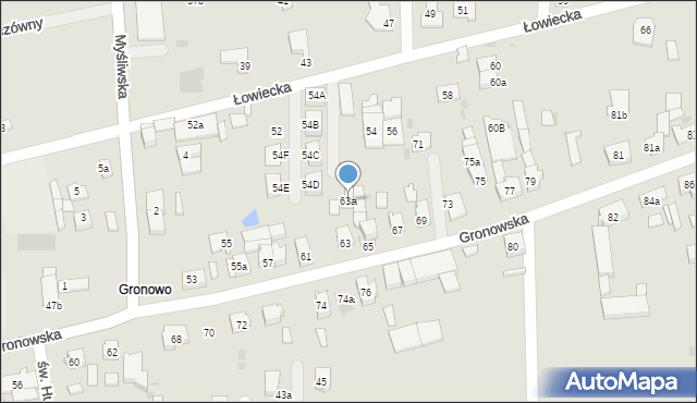 Leszno, Gronowska, 63a, mapa Leszno