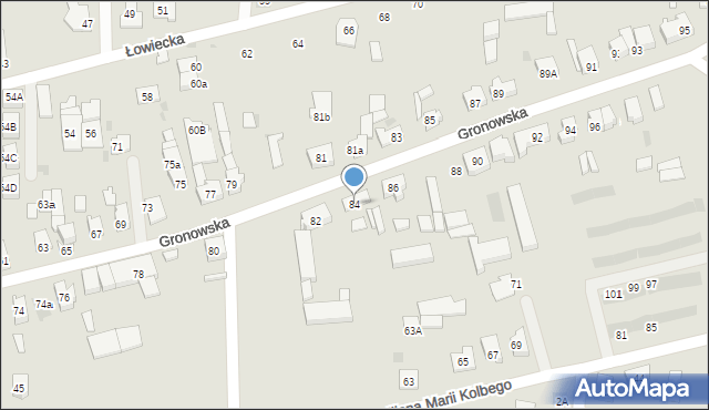 Leszno, Gronowska, 84a, mapa Leszno