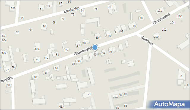 Leszno, Gronowska, 92, mapa Leszno