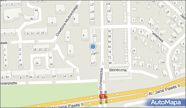 Leszno, Grunwaldzka, 119, mapa Leszno