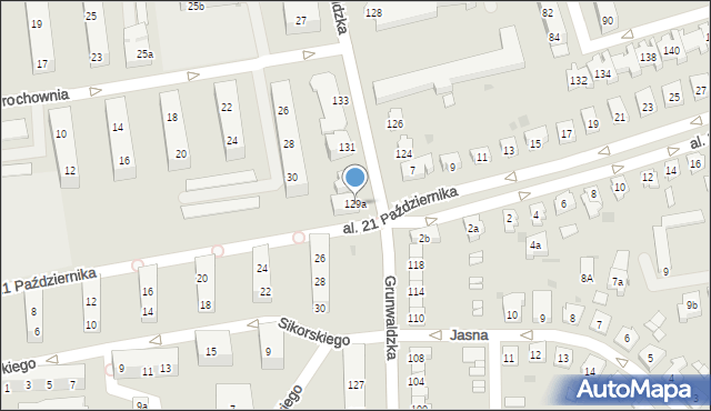 Leszno, Grunwaldzka, 129a, mapa Leszno