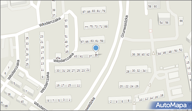 Leszno, Grunwaldzka, 35, mapa Leszno