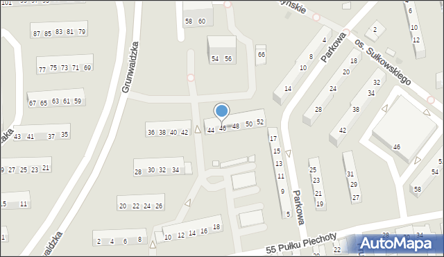 Leszno, Grunwaldzka, 46, mapa Leszno