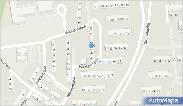 Leszno, Grunwaldzka, 47, mapa Leszno