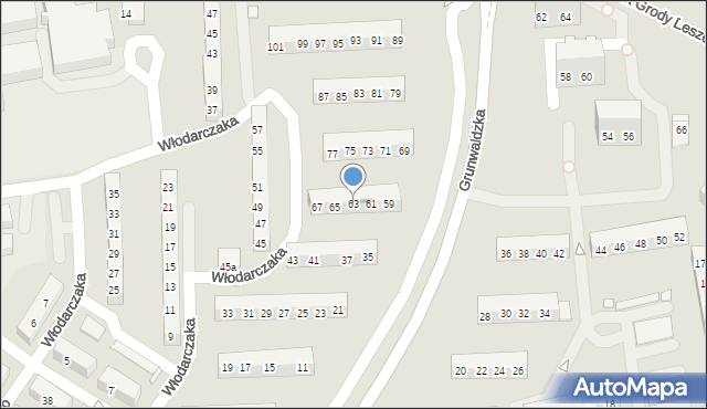 Leszno, Grunwaldzka, 63, mapa Leszno