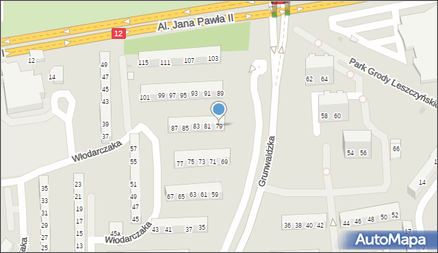 Leszno, Grunwaldzka, 79, mapa Leszno