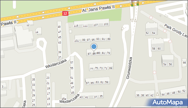 Leszno, Grunwaldzka, 85, mapa Leszno