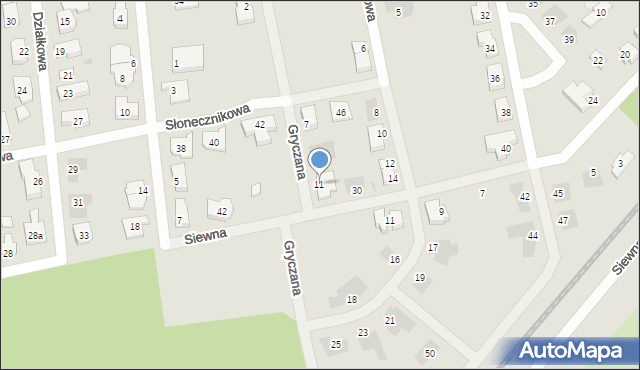 Leszno, Gryczana, 11, mapa Leszno