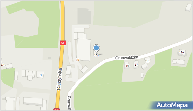 Lidzbark Warmiński, Grunwaldzka, 10a, mapa Lidzbark Warmiński