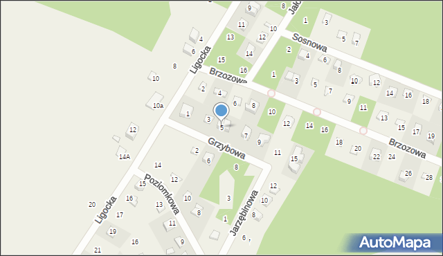 Ligota, Grzybowa, 5, mapa Ligota