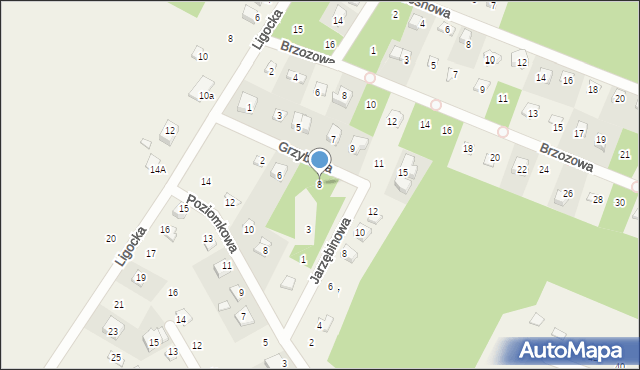 Ligota, Grzybowa, 8, mapa Ligota