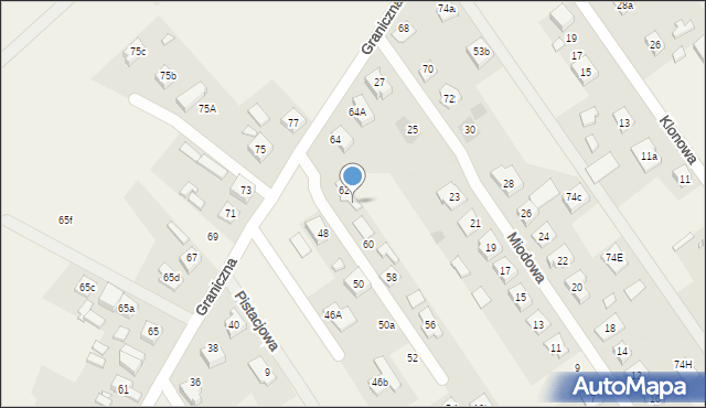 Lipinki, Graniczna, 62a, mapa Lipinki