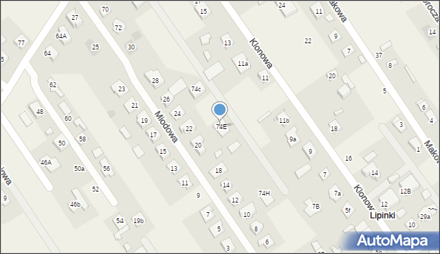 Lipinki, Graniczna, 74E, mapa Lipinki