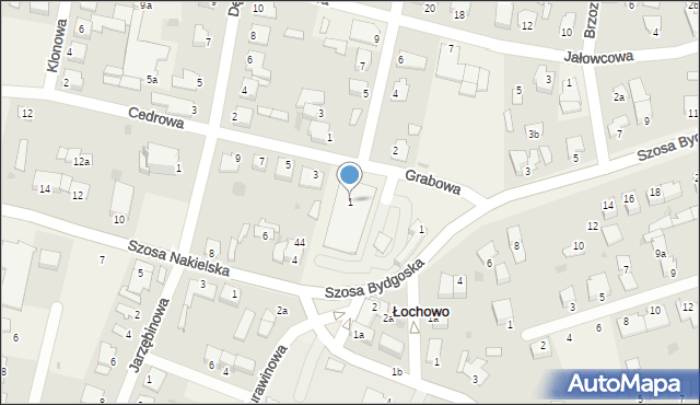 Łochowo, Grabowa, 1, mapa Łochowo