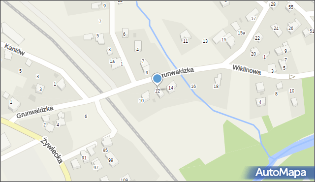 Łodygowice, Grunwaldzka, 12, mapa Łodygowice