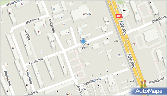 Łódź, Gruszowa, 4/6, mapa Łodzi