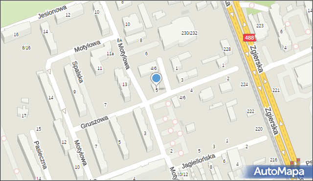 Łódź, Gruszowa, 5, mapa Łodzi