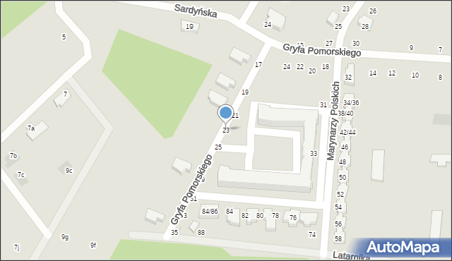 Łódź, Gryfa Pomorskiego, 23, mapa Łodzi