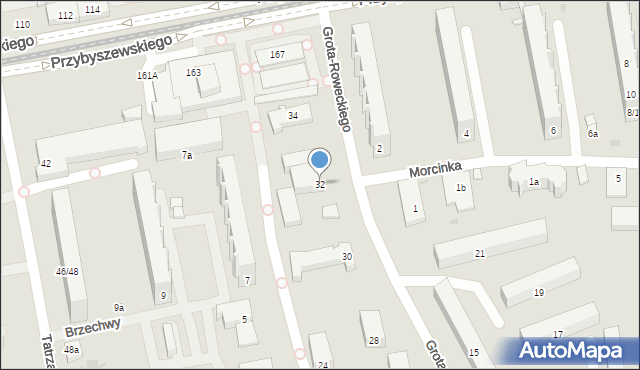 Łódź, Grota-Roweckiego Stefana, gen., 32, mapa Łodzi