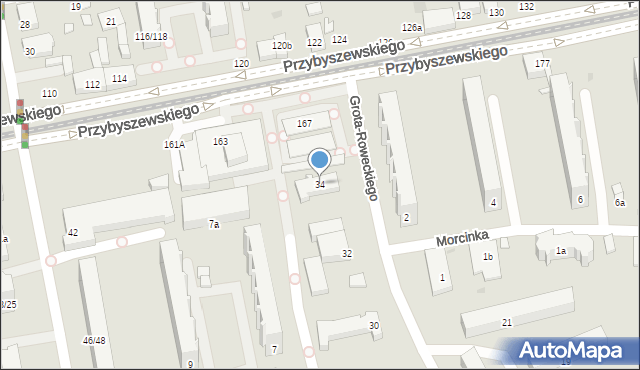 Łódź, Grota-Roweckiego Stefana, gen., 34, mapa Łodzi