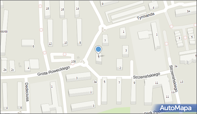 Łódź, Grota-Roweckiego Stefana, gen., 5, mapa Łodzi