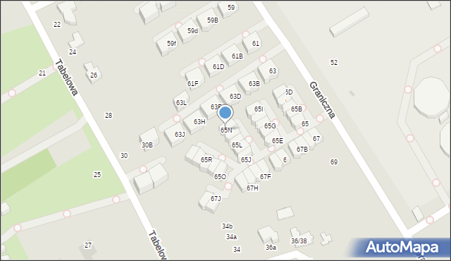 Łódź, Graniczna, 65N, mapa Łodzi