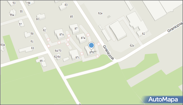 Łódź, Graniczna, 87b, mapa Łodzi