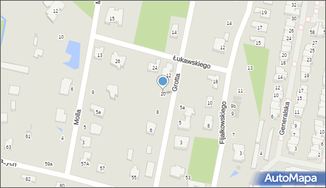 Łódź, Grotta Józefa Wacława, prof., 10, mapa Łodzi