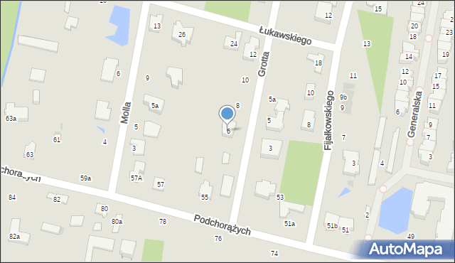 Łódź, Grotta Józefa Wacława, prof., 6, mapa Łodzi