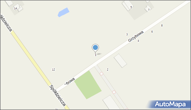 Łomazy, Grzybowa, 1, mapa Łomazy