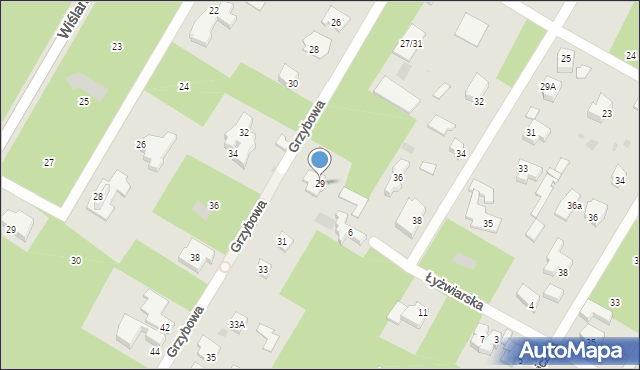 Łomianki, Grzybowa, 29, mapa Łomianki