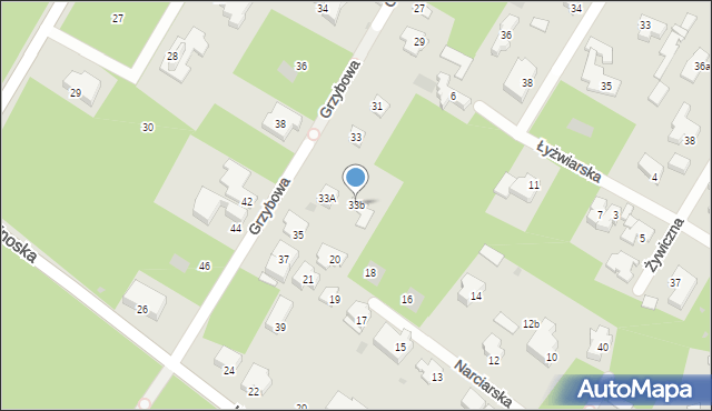 Łomianki, Grzybowa, 33b, mapa Łomianki