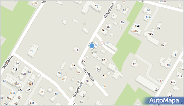 Łomianki, Grzybowa, 5, mapa Łomianki