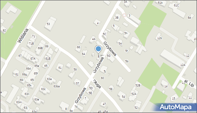 Łomianki, Grzybowa, 6, mapa Łomianki